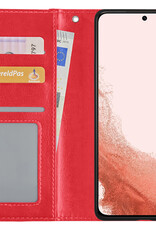 Nomfy Hoesje Geschikt voor Samsung S22 Hoes Bookcase Flipcase Book Cover - Hoes Geschikt voor Samsung Galaxy S22 Hoesje Book Case - Rood