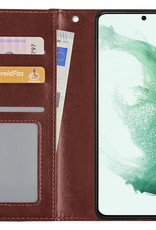 BASEY. Hoes Geschikt voor Samsung S22 Plus Hoesje Bookcase Hoes Flip Case Book Cover - Hoesje Geschikt voor Samsung Galaxy S22 Plus Hoes Book Case Hoesje - Bruin