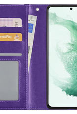 BASEY. Hoes Geschikt voor Samsung S22 Plus Hoesje Bookcase Hoes Flip Case Book Cover - Hoesje Geschikt voor Samsung Galaxy S22 Plus Hoes Book Case Hoesje - Paars