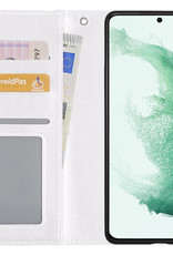 BASEY. Hoes Geschikt voor Samsung S22 Plus Hoesje Bookcase Hoes Flip Case Book Cover - Hoesje Geschikt voor Samsung Galaxy S22 Plus Hoes Book Case Hoesje - Wit