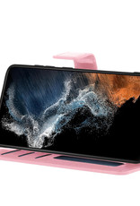 NoXx Hoes Geschikt voor Samsung S22 Plus Hoesje Book Case Hoes Flip Cover Wallet Bookcase - Lichtroze