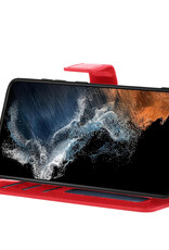 NoXx Hoes Geschikt voor Samsung S22 Plus Hoesje Book Case Hoes Flip Cover Wallet Bookcase - Rood