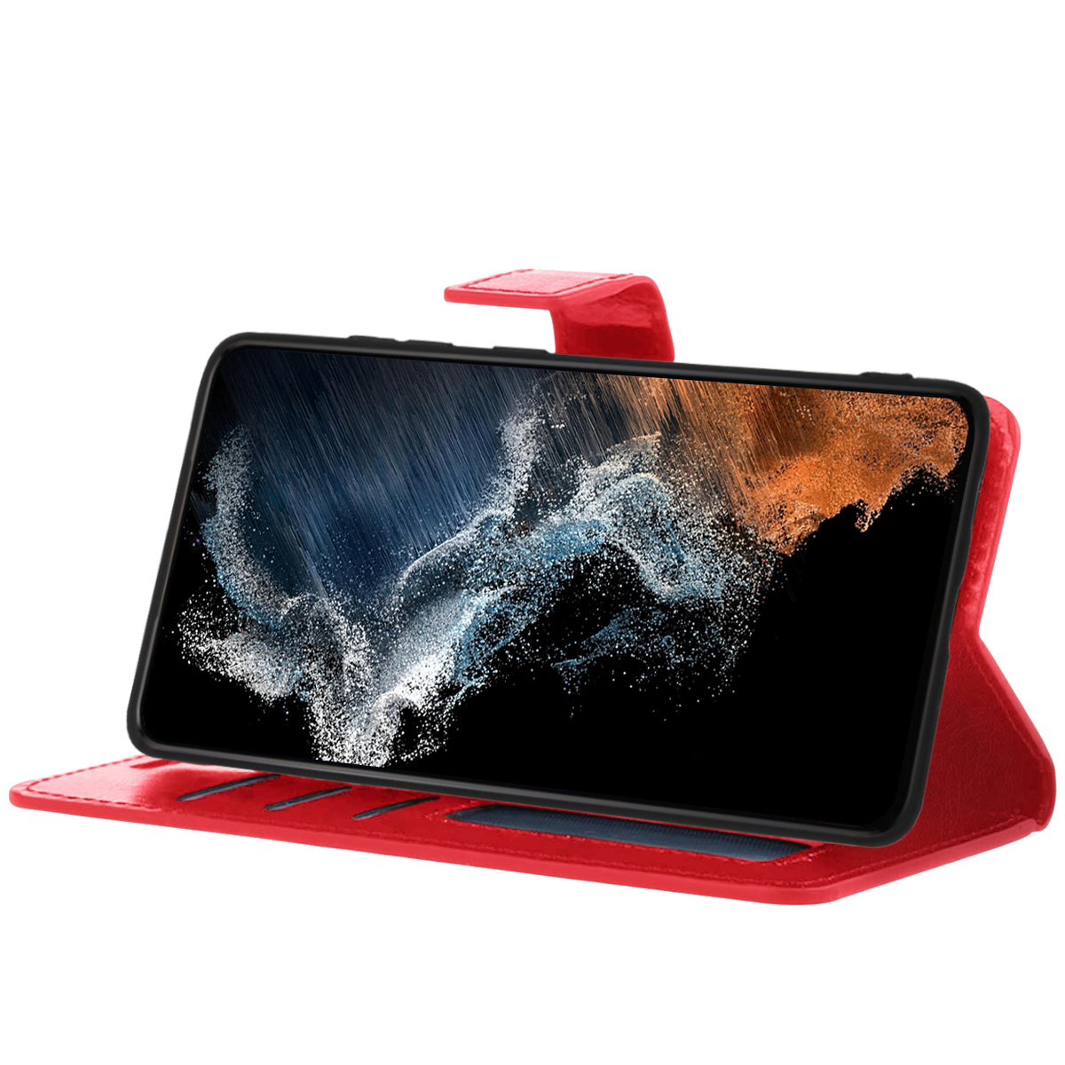 NoXx Hoes Geschikt voor Samsung S22 Plus Hoesje Book Case Hoes Flip Cover Wallet Bookcase - Rood