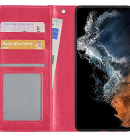 NoXx NoXx Samsung Galaxy S22 Plus Hoesje Bookcase - Donkerroze