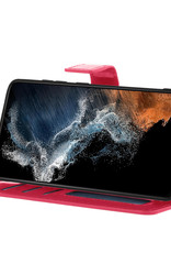 NoXx Hoes Geschikt voor Samsung S22 Plus Hoesje Book Case Hoes Flip Cover Wallet Bookcase - Donkerroze