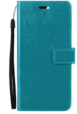 NoXx Hoes Geschikt voor Samsung S22 Plus Hoesje Book Case Hoes Flip Cover Wallet Bookcase - Turquoise