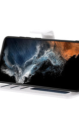 NoXx Hoes Geschikt voor Samsung S22 Plus Hoesje Book Case Hoes Flip Cover Wallet Bookcase - Wit