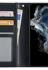 NoXx Hoes Geschikt voor Samsung S22 Plus Hoesje Book Case Hoes Flip Cover Wallet Bookcase - Zwart