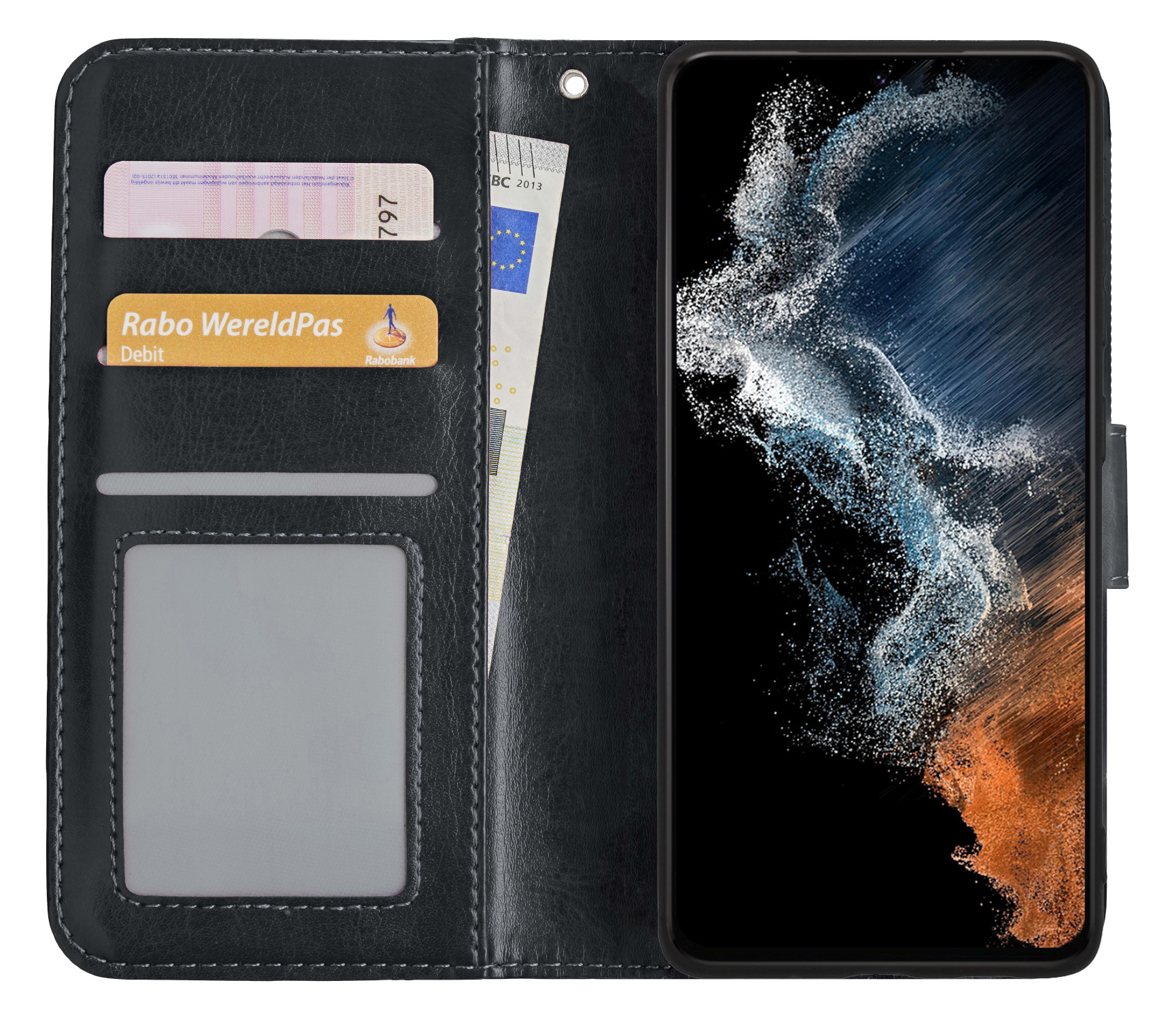 NoXx Hoes Geschikt voor Samsung S22 Plus Hoesje Book Case Hoes Flip Cover Wallet Bookcase - Zwart