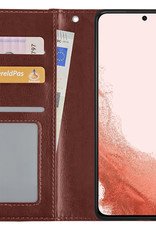Nomfy Hoesje Geschikt voor Samsung S22 Plus Hoes Bookcase Flipcase Book Cover - Hoes Geschikt voor Samsung Galaxy S22 Plus Hoesje Book Case - Bruin