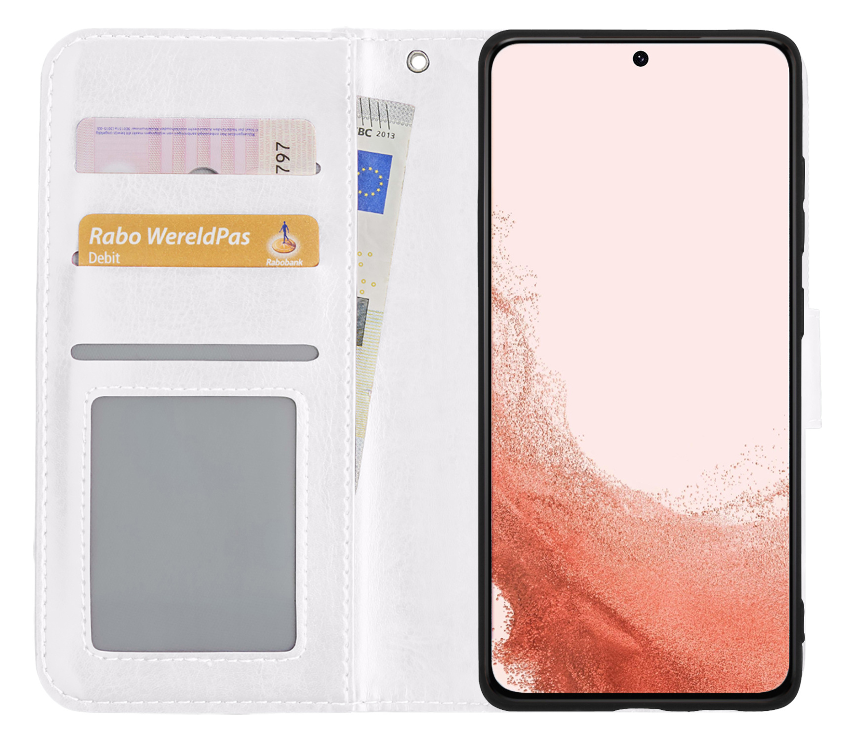 Nomfy Hoesje Geschikt voor Samsung S22 Plus Hoes Bookcase Flipcase Book Cover - Hoes Geschikt voor Samsung Galaxy S22 Plus Hoesje Book Case - Wit