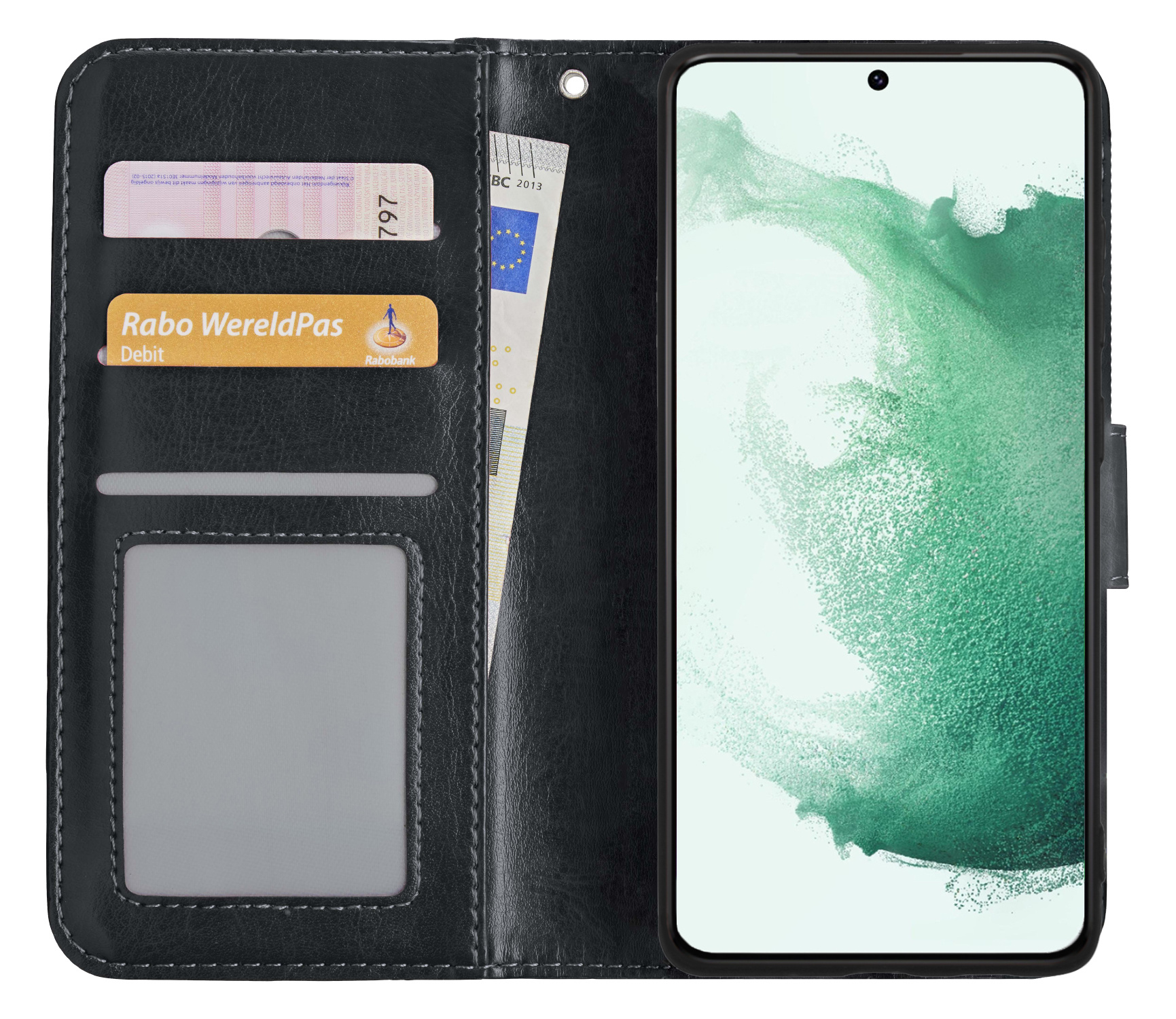 BASEY. Hoes Geschikt voor Samsung S22 Ultra Hoesje Bookcase Hoes Flip Case Book Cover - Hoesje Geschikt voor Samsung Galaxy S22 Ultra Hoes Book Case Hoesje - Zwart