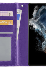 NoXx Hoes Geschikt voor Samsung S22 Ultra Hoesje Book Case Hoes Flip Cover Wallet Bookcase - Paars