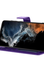 NoXx Hoes Geschikt voor Samsung S22 Ultra Hoesje Book Case Hoes Flip Cover Wallet Bookcase - Paars