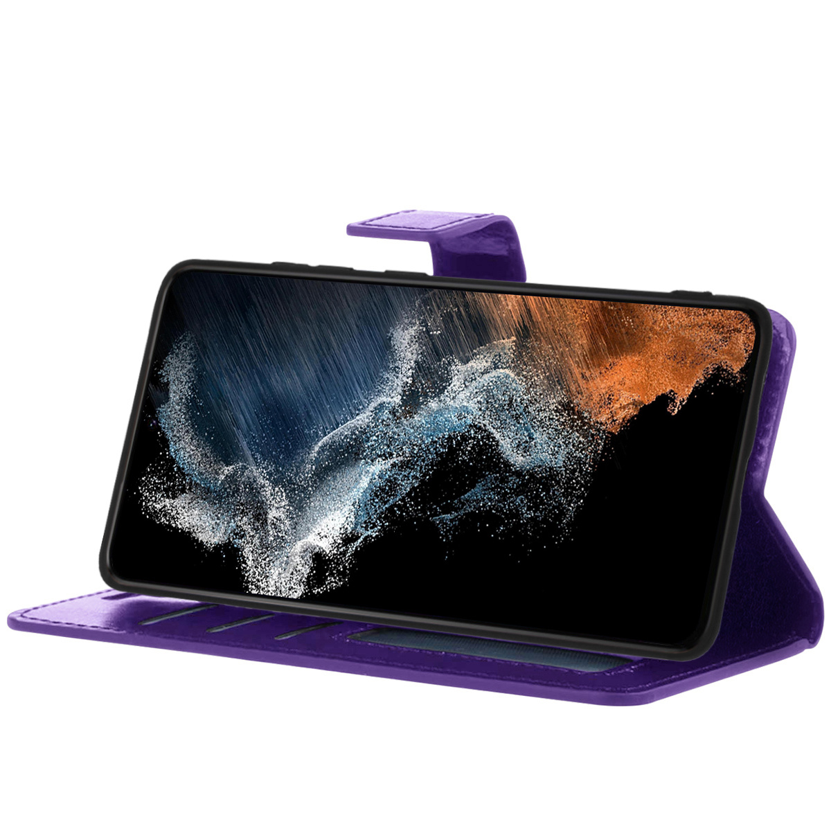 NoXx Hoes Geschikt voor Samsung S22 Ultra Hoesje Book Case Hoes Flip Cover Wallet Bookcase - Paars