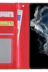 NoXx Hoes Geschikt voor Samsung S22 Ultra Hoesje Book Case Hoes Flip Cover Wallet Bookcase - Rood