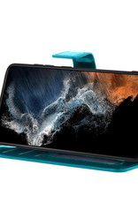 Samsung Galaxy S22 Ultra Hoesje Bookcase Flip Cover Book Case - Turquoise