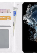 NoXx Hoes Geschikt voor Samsung S22 Ultra Hoesje Book Case Hoes Flip Cover Wallet Bookcase - Wit