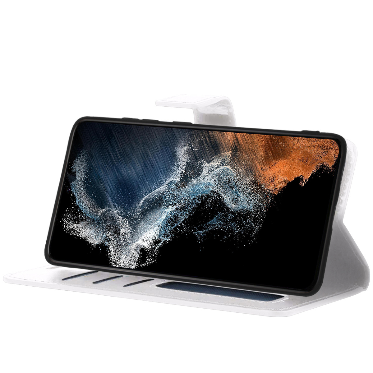 NoXx Hoes Geschikt voor Samsung S22 Ultra Hoesje Book Case Hoes Flip Cover Wallet Bookcase - Wit