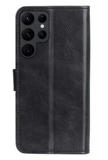 NoXx Hoes Geschikt voor Samsung S22 Ultra Hoesje Book Case Hoes Flip Cover Wallet Bookcase - Zwart