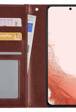 Samsung Galaxy S22 Ultra Hoes Bookcase Kunstleer - Samsung S22 Ultra Hoesje Book Cover - Samsung Galaxy S22 Ultra Hoesje Bruin