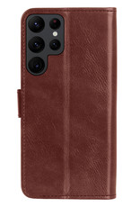 Nomfy Hoesje Geschikt voor Samsung S22 Ultra Hoes Bookcase Flipcase Book Cover - Hoes Geschikt voor Samsung Galaxy S22 Ultra Hoesje Book Case - Bruin