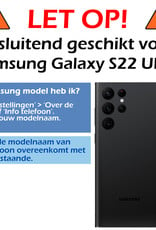 Samsung Galaxy S22 Ultra Hoes Bookcase Kunstleer - Samsung S22 Ultra Hoesje Book Cover - Samsung Galaxy S22 Ultra Hoesje Donkerroze