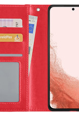 Nomfy Hoesje Geschikt voor Samsung S22 Ultra Hoes Bookcase Flipcase Book Cover - Hoes Geschikt voor Samsung Galaxy S22 Ultra Hoesje Book Case - Rood