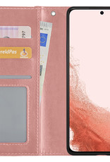 Samsung Galaxy S22 Ultra Hoes Bookcase Kunstleer - Samsung S22 Ultra Hoesje Book Cover - Samsung Galaxy S22 Ultra Hoesje Rose Goud