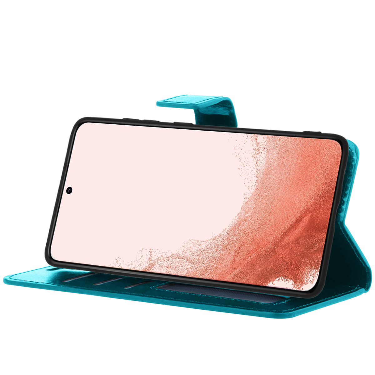 Nomfy Hoesje Geschikt voor Samsung S22 Ultra Hoes Bookcase Flipcase Book Cover - Hoes Geschikt voor Samsung Galaxy S22 Ultra Hoesje Book Case - Turquoise