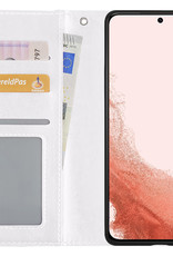 Nomfy Hoesje Geschikt voor Samsung S22 Ultra Hoes Bookcase Flipcase Book Cover - Hoes Geschikt voor Samsung Galaxy S22 Ultra Hoesje Book Case - Wit