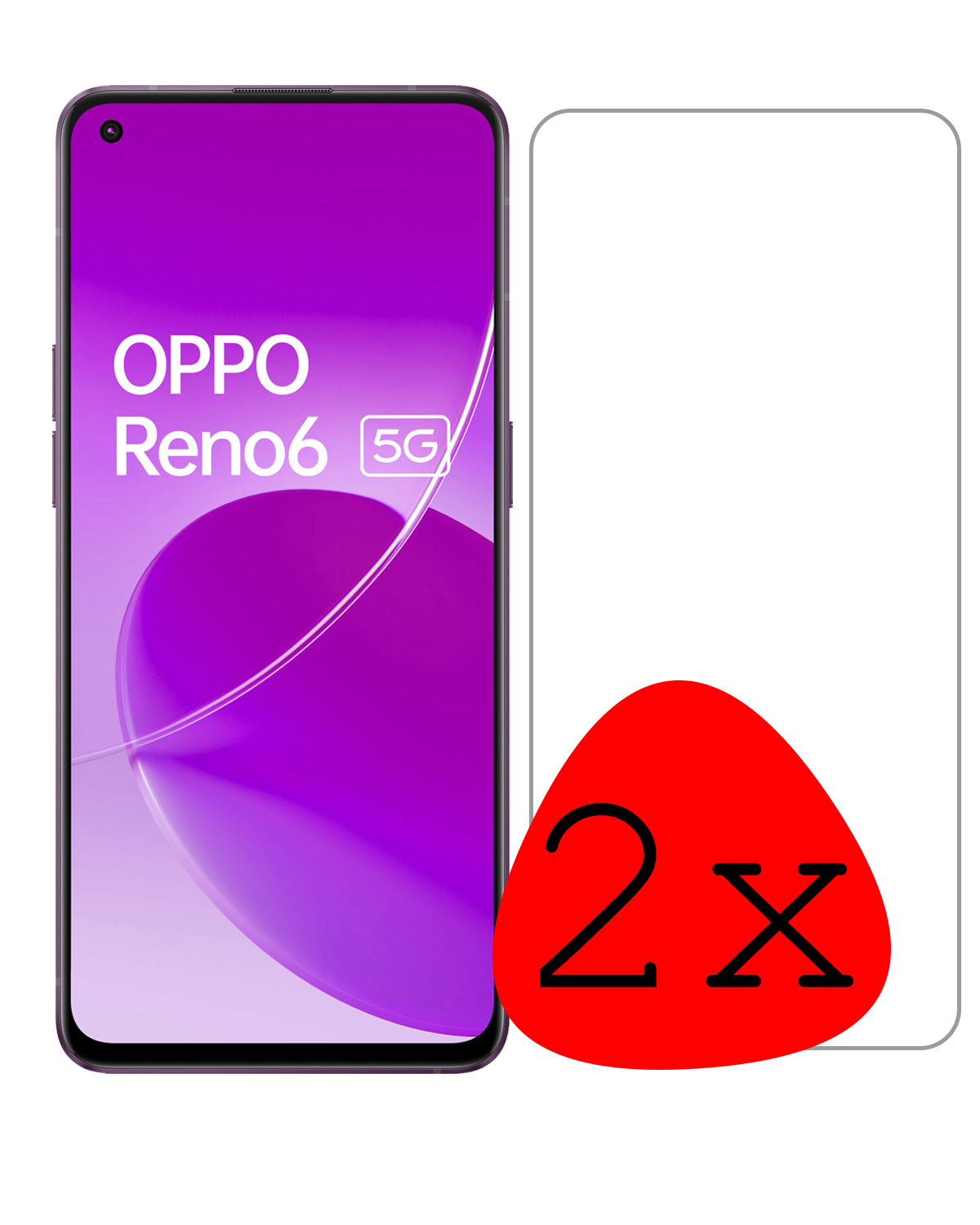 BASEY. Screenprotector Geschikt voor OPPO Reno 6 Screenprotector Tempered Glass - Screenprotector Geschikt voor OPPO Reno 6 Beschermglas Screen Protector Glas - 2 Stuks