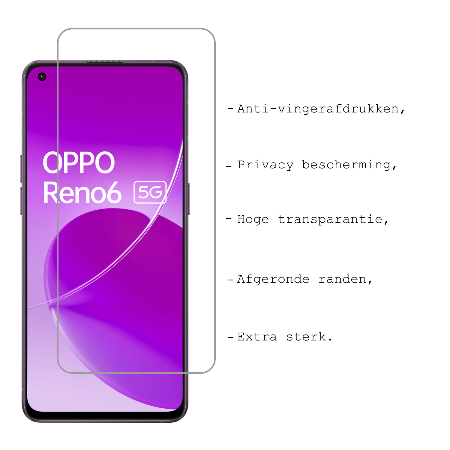 BASEY. Screenprotector Geschikt voor OPPO Reno 6 Screenprotector Tempered Glass - Screenprotector Geschikt voor OPPO Reno 6 Beschermglas Screen Protector Glas - 3 Stuks
