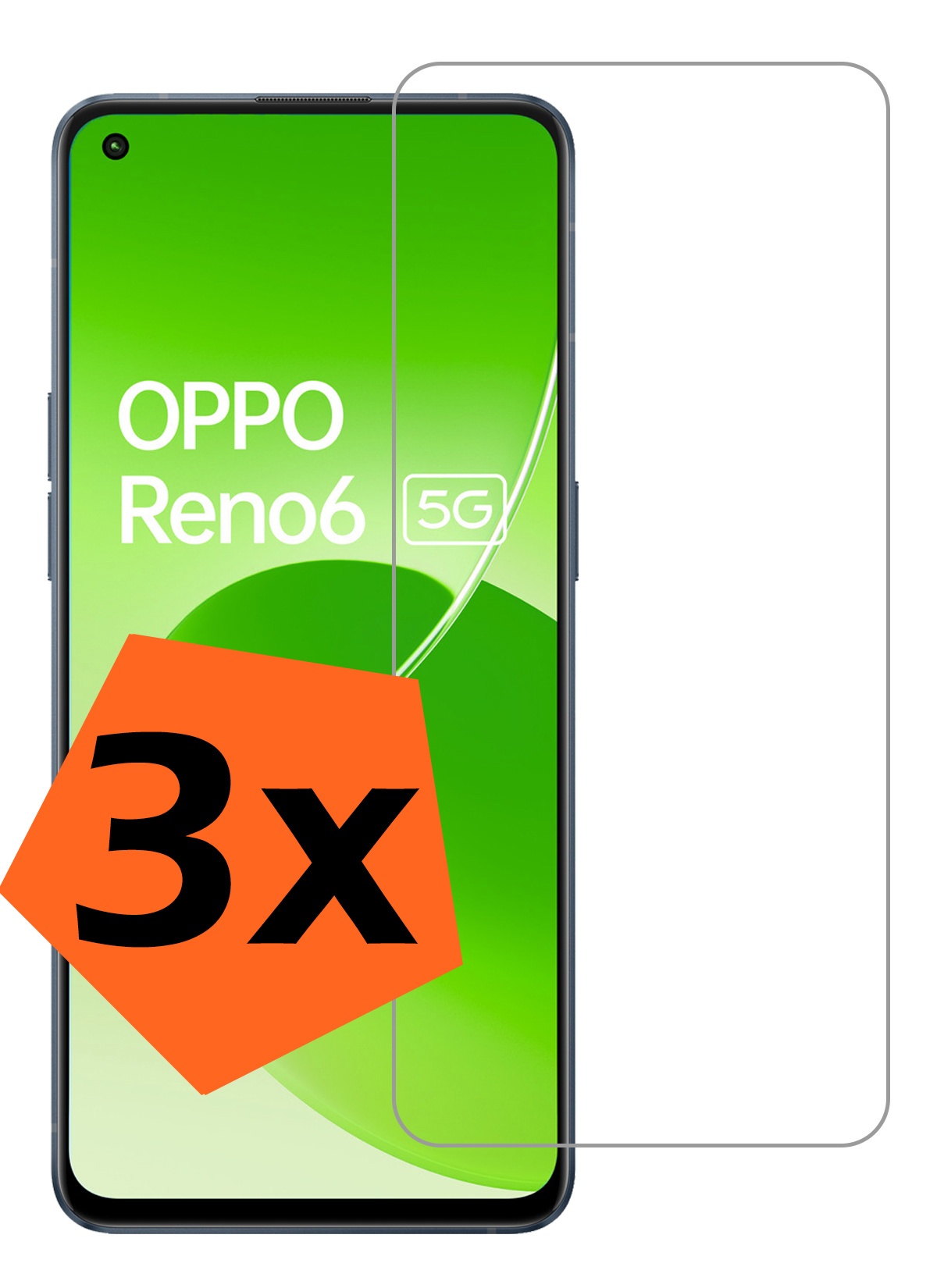 Nomfy Screenprotector Geschikt voor OPPO Reno 6 Screenprotector Bescherm Glas Tempered Glass - Screenprotector Geschikt voor OPPO Reno 6 Screen Protector - 3 PACK