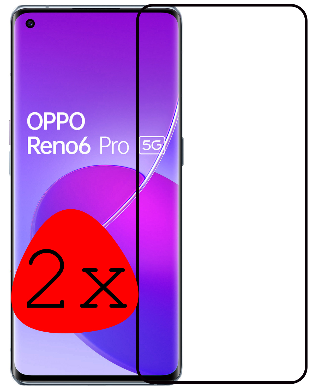 BASEY. Screenprotector Geschikt voor OPPO Reno 6 Pro Screenprotector Beschermglas Full Cover - Screenprotector Geschikt voor OPPO Reno 6 Pro Screen Protector Full Cover - 2 Stuks