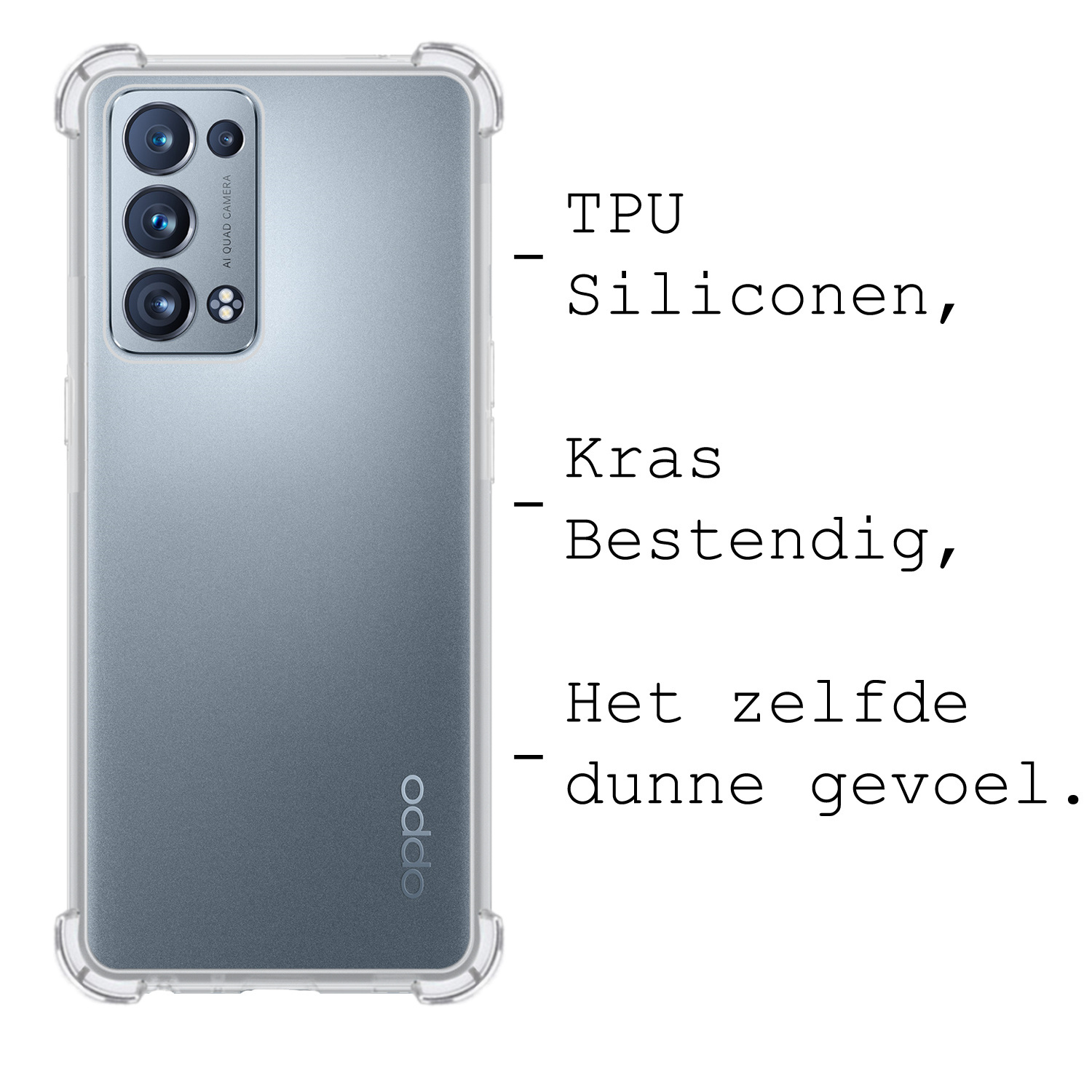 BASEY. Hoes Geschikt voor OPPO Reno 6 Pro Hoesje Shock Proof Case Hoes Siliconen Met Screenprotector - Hoesje Geschikt voor OPPO Reno 6 Pro Hoes Cover Shockproof - Transparant