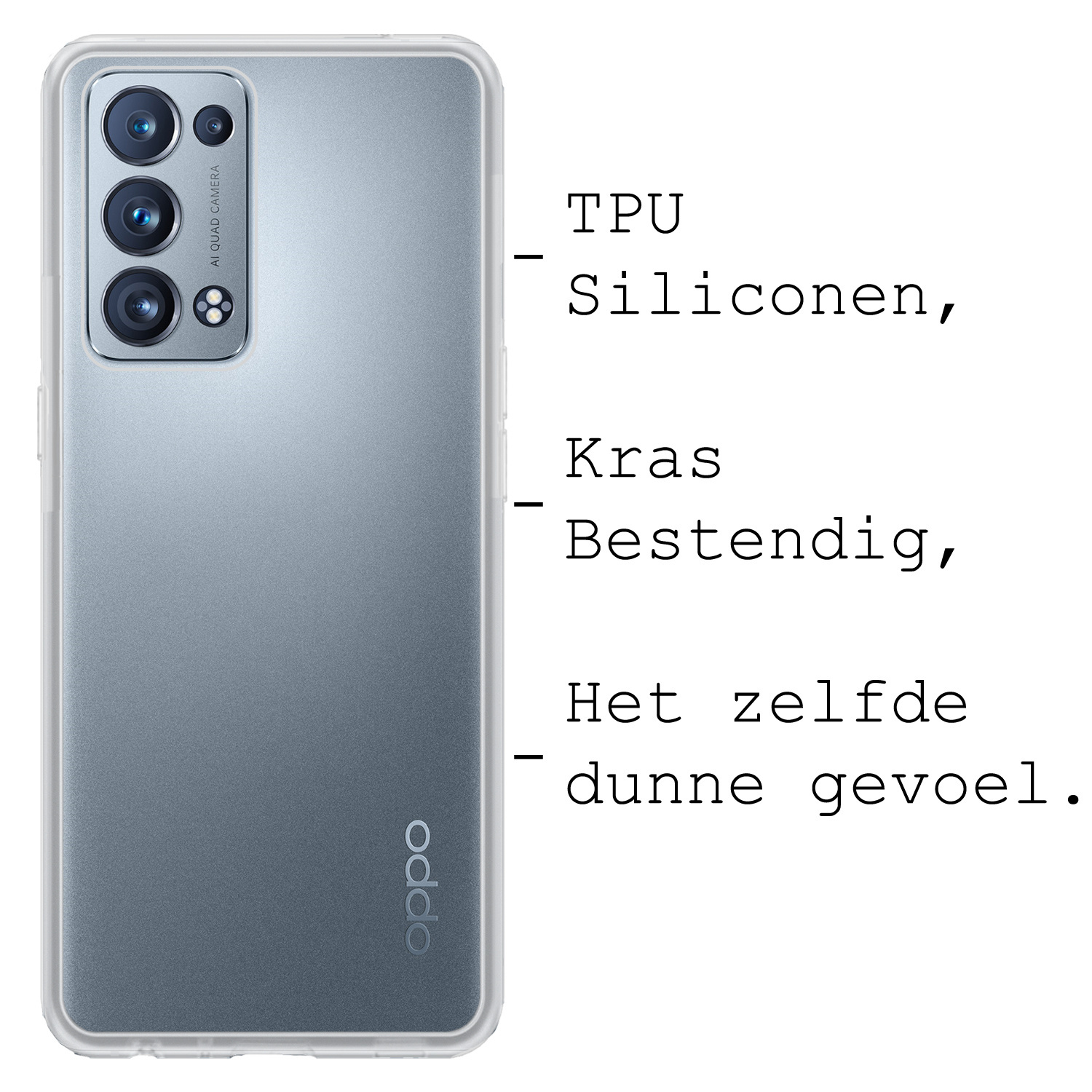 BASEY. Hoes Geschikt voor OPPO Reno 6 Pro Hoesje Siliconen Back Cover Case Met 2x Screenprotector - Hoesje Geschikt voor OPPO Reno 6 Pro Hoes Cover Hoesje - Transparant