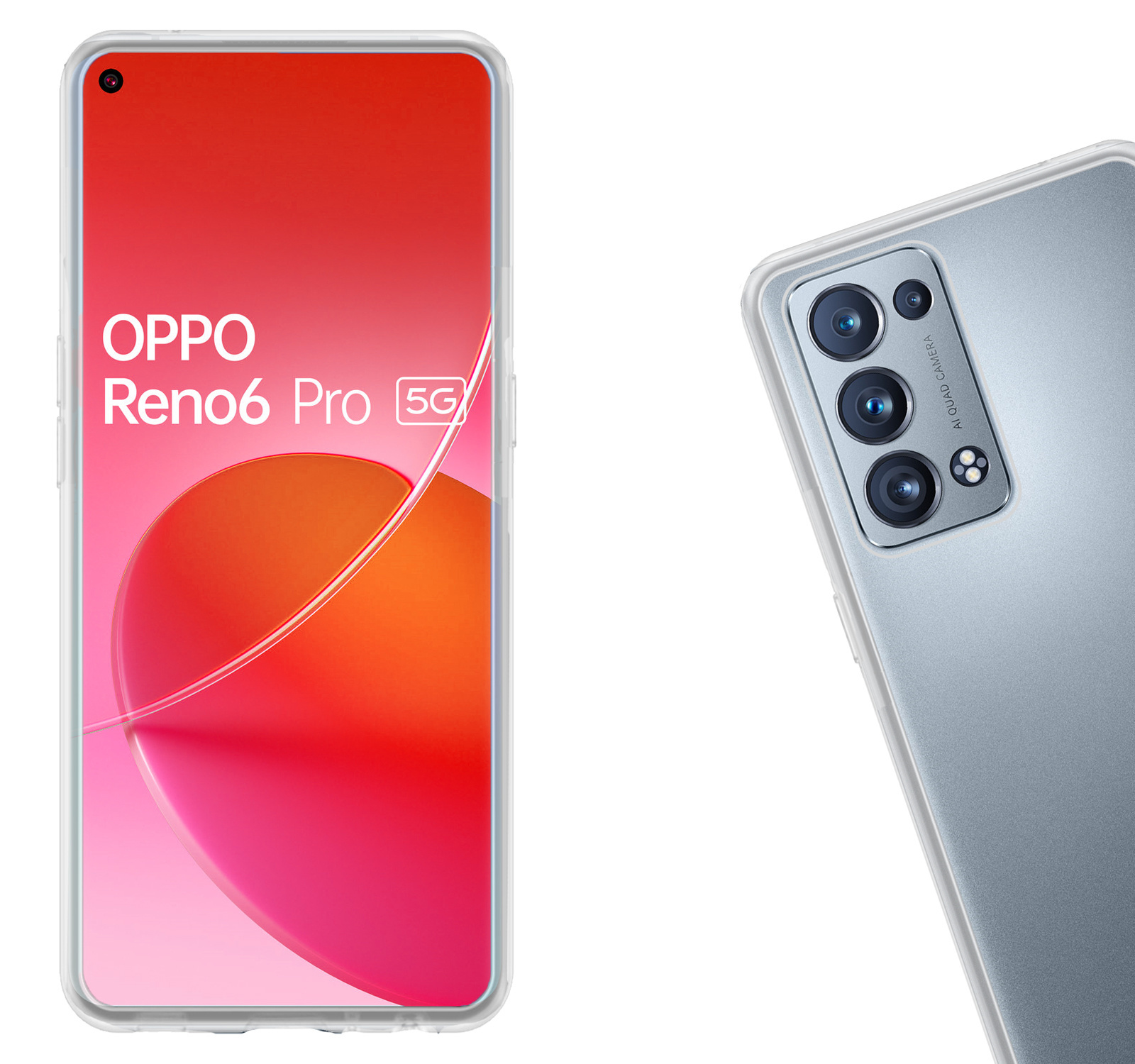 Nomfy Hoesje Geschikt voor OPPO Reno 6 Pro Hoesje Siliconen Cover Case Met 2x Screenprotector - Hoes Geschikt voor OPPO Reno 6 Pro Hoes Back Case - Transparant