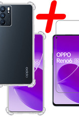 BASEY. Hoes Geschikt voor OPPO Reno 6 Hoesje Shock Proof Case Hoes Siliconen Met Screenprotector - Hoesje Geschikt voor OPPO Reno 6 Hoes Cover Shockproof - Transparant