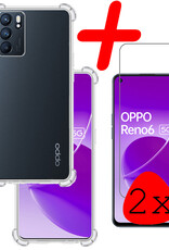 BASEY. Hoes Geschikt voor OPPO Reno 6 Hoesje Shock Proof Case Hoes Siliconen Met 2x Screenprotector - Hoesje Geschikt voor OPPO Reno 6 Hoes Cover Shockproof - Transparant