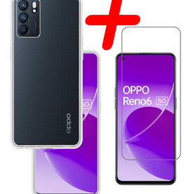 BASEY. BASEY. OPPO Reno 6 Hoesje Siliconen Transparant Met Screenprotector