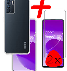 BASEY. BASEY. OPPO Reno 6 Hoesje Siliconen Transparant Met 2x Screenprotector