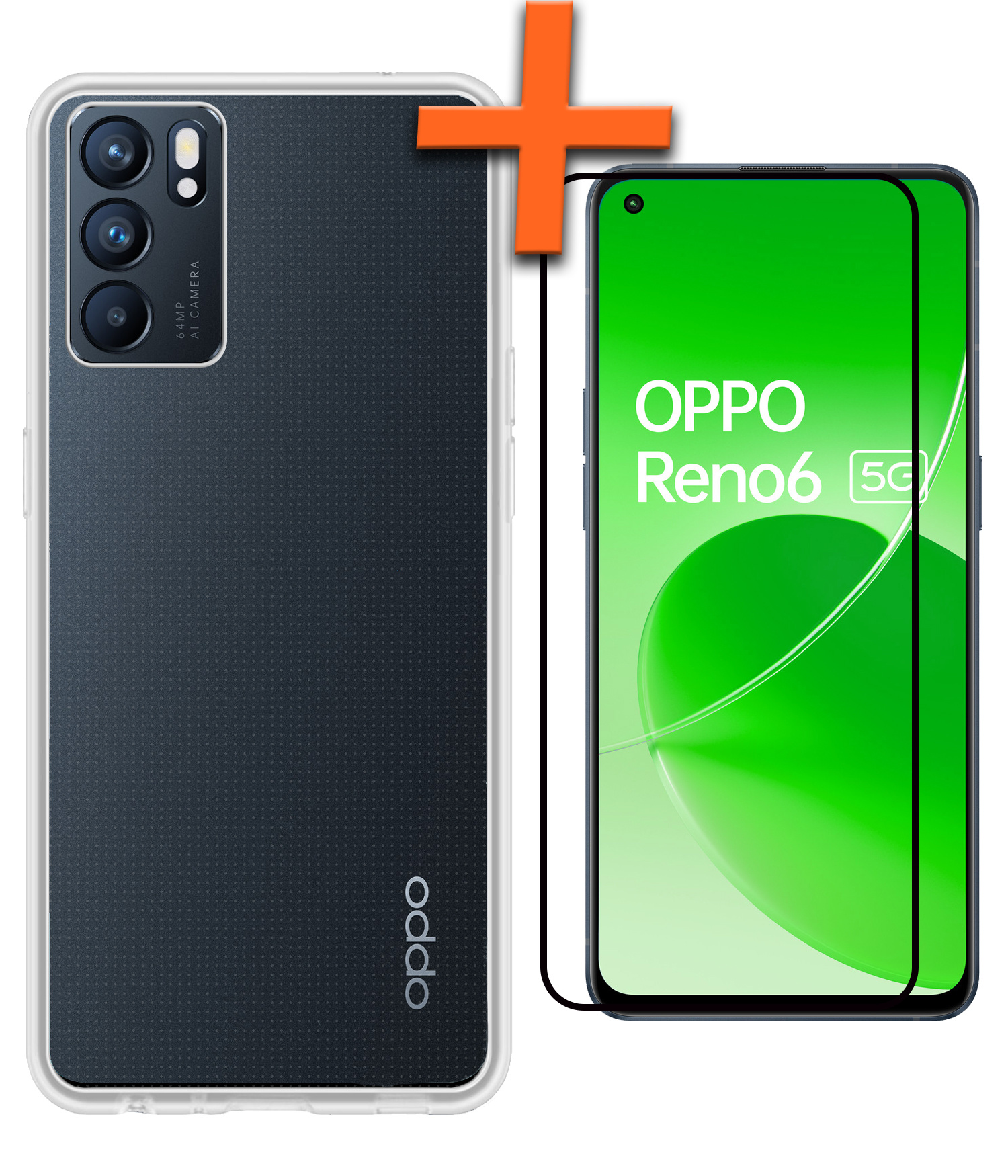 Nomfy Hoesje Geschikt voor OPPO Reno 6 Hoesje Siliconen Cover Case Met Screenprotector - Hoes Geschikt voor OPPO Reno 6 Hoes Back Case - Transparant