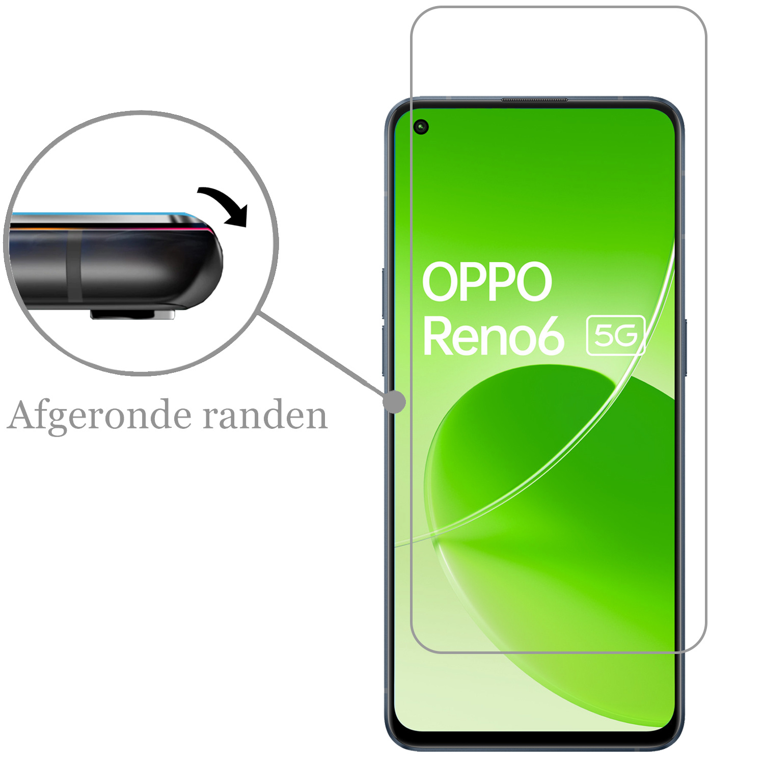 Nomfy Hoesje Geschikt voor OPPO Reno 6 Hoesje Siliconen Cover Case Met Screenprotector - Hoes Geschikt voor OPPO Reno 6 Hoes Back Case - Transparant