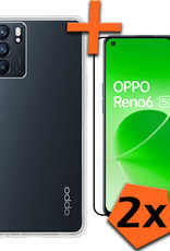 Nomfy Hoesje Geschikt voor OPPO Reno 6 Hoesje Siliconen Cover Case Met 2x Screenprotector - Hoes Geschikt voor OPPO Reno 6 Hoes Back Case - Transparant