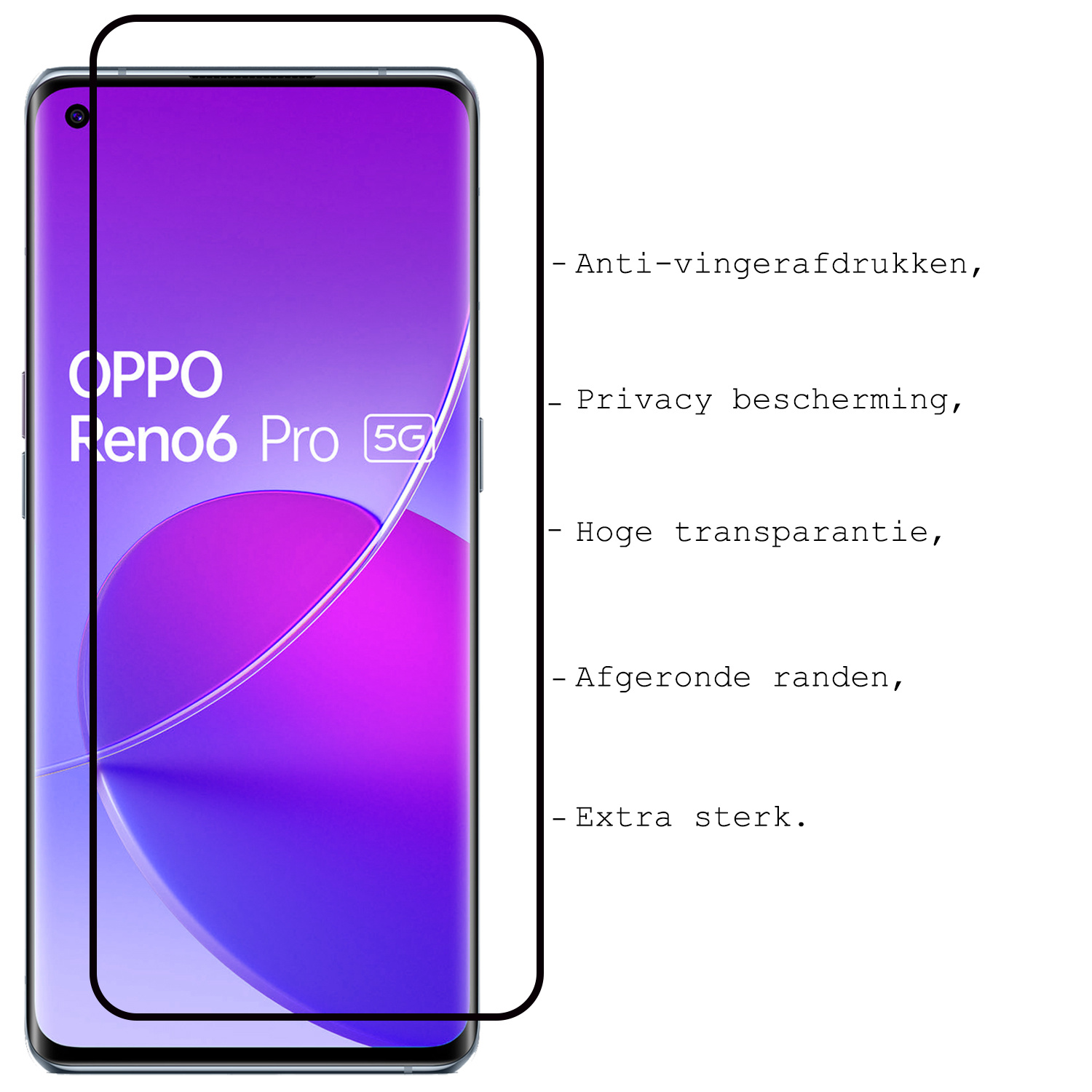BASEY. Hoes Geschikt voor OPPO Reno 6 Pro Hoesje Shock Proof Case Hoes Siliconen Met Screenprotector - Hoesje Geschikt voor OPPO Reno 6 Pro Hoes Cover Shockproof - Transparant