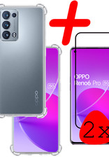 BASEY. Hoes Geschikt voor OPPO Reno 6 Pro Hoesje Shock Proof Case Hoes Siliconen Met 2x Screenprotector - Hoesje Geschikt voor OPPO Reno 6 Pro Hoes Cover Shockproof - Transparant