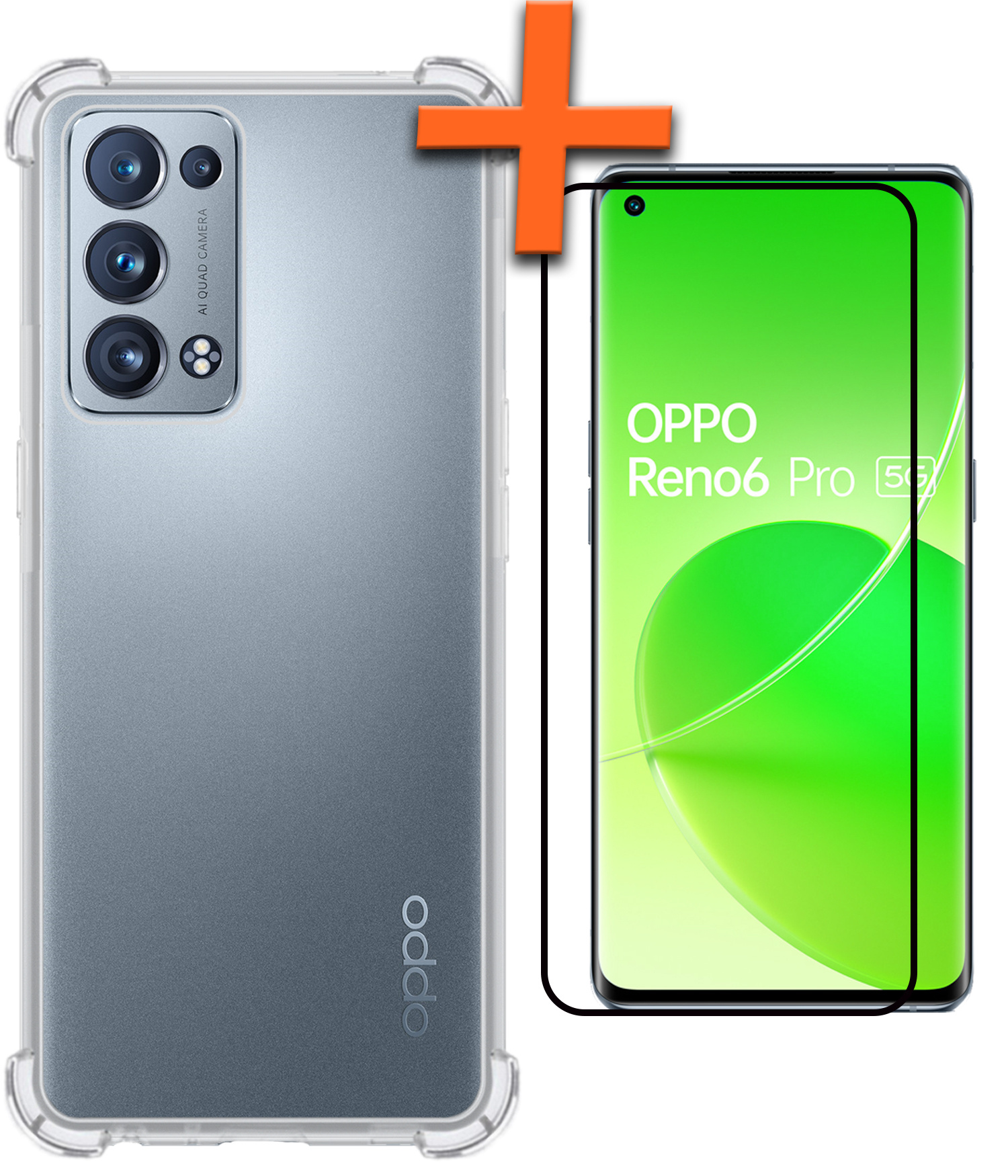 Nomfy Hoesje Geschikt voor OPPO Reno 6 Pro Hoesje Shock Proof Cover Case Shockproof Met Screenprotector - Hoes Geschikt voor OPPO Reno 6 Pro Hoes Siliconen Back Case - Transparant