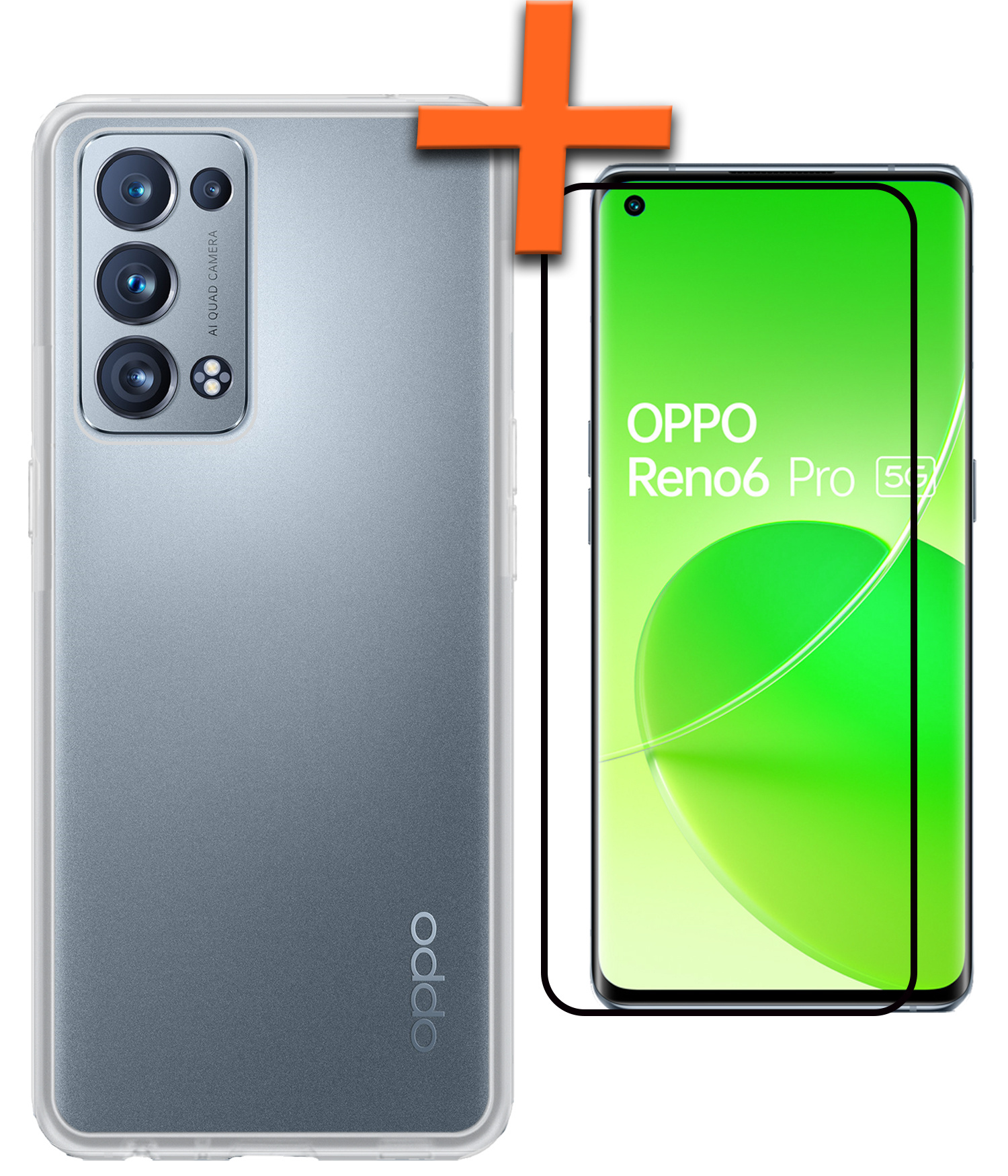 Nomfy Hoesje Geschikt voor OPPO Reno 6 Pro Hoesje Siliconen Cover Case Met Screenprotector - Hoes Geschikt voor OPPO Reno 6 Pro Hoes Back Case - Transparant