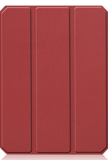 BASEY. Hoesje Geschikt voor iPad Mini 6 Hoes Case Tablet Hoesje Tri-fold Met Uitsparing Geschikt voor Apple Pencil Met Screenprotector - Hoes Geschikt voor iPad Mini 6 Hoesje Hard Cover Bookcase Hoes - Donkerrood
